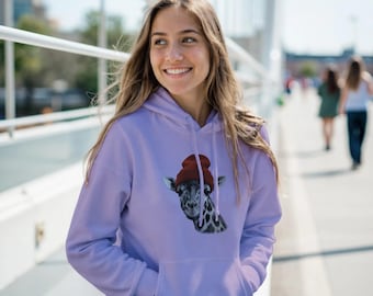 Unisex Giraffe Hoodie | Retro Beanie Grafik-Sweatshirt | Gemütliches Tierliebhaber-Kleidchen