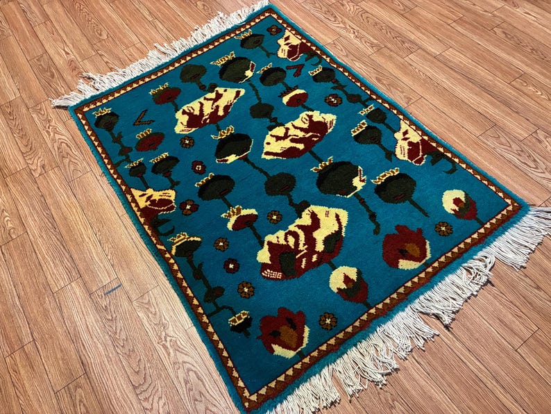 Handmade Afghan Wool Rug - Thumbnail 2