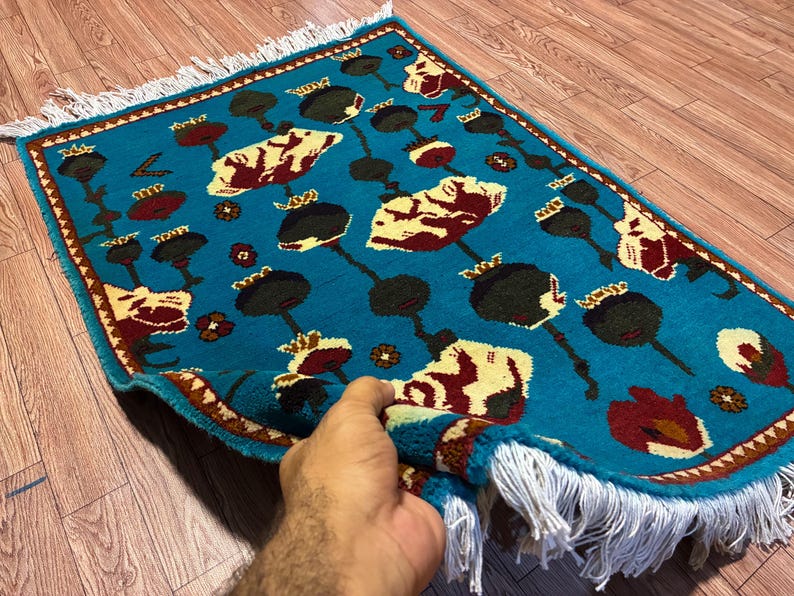 Handmade Afghan Wool Rug - Thumbnail 4