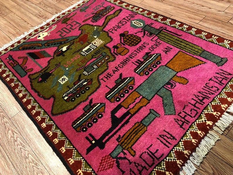 WALL DECOR Afghanistan War Maps Rug, Afghan Hand Knotted Afghanistan ...