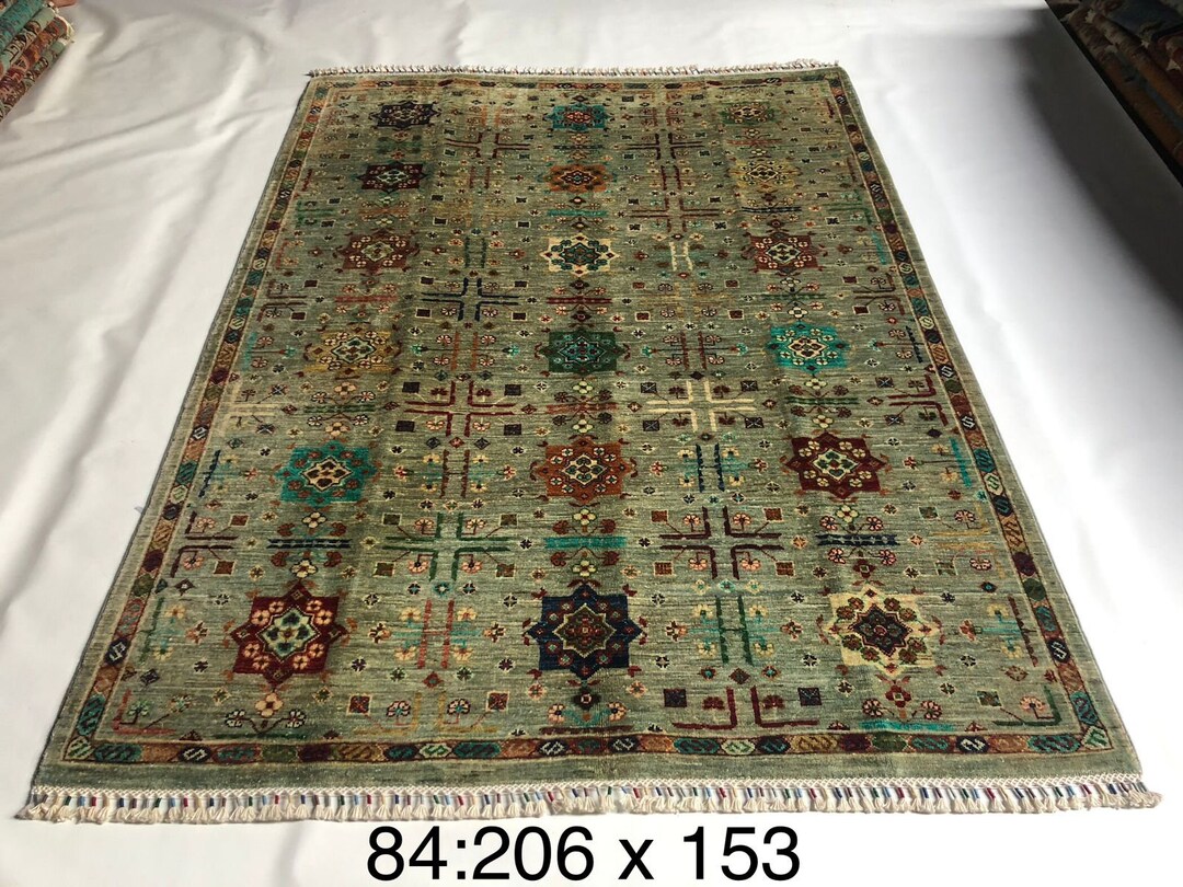 Hand-Knotted Bukharayi Rug – Peach 59” x 40” | Traditional Afghan Wool Rug