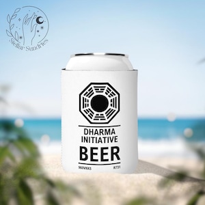 DHARMA Initiative Beer Can Cooler Sleeve, Lost Beer Can Cooler, Dharma Beer Label, Lost TV Show Gift, Lost TV Show Prop, Lost Cosplay, Lost