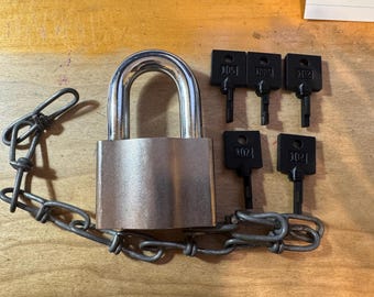 Sargent and Greenleaf Padlock - 102 Padlock with 3d Printed Keys - no metal keys- K137 TAG