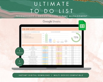 To-do list | Workflow | Task Management | Productivity Planner | Google Sheets Checklist Template