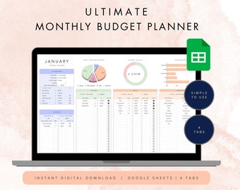 Monthly Budget Planner | Pastel Palette Spreadsheet | Simple Monthly Budget | Personal Finances | Google Sheets | All-in-1 Financial Tracker