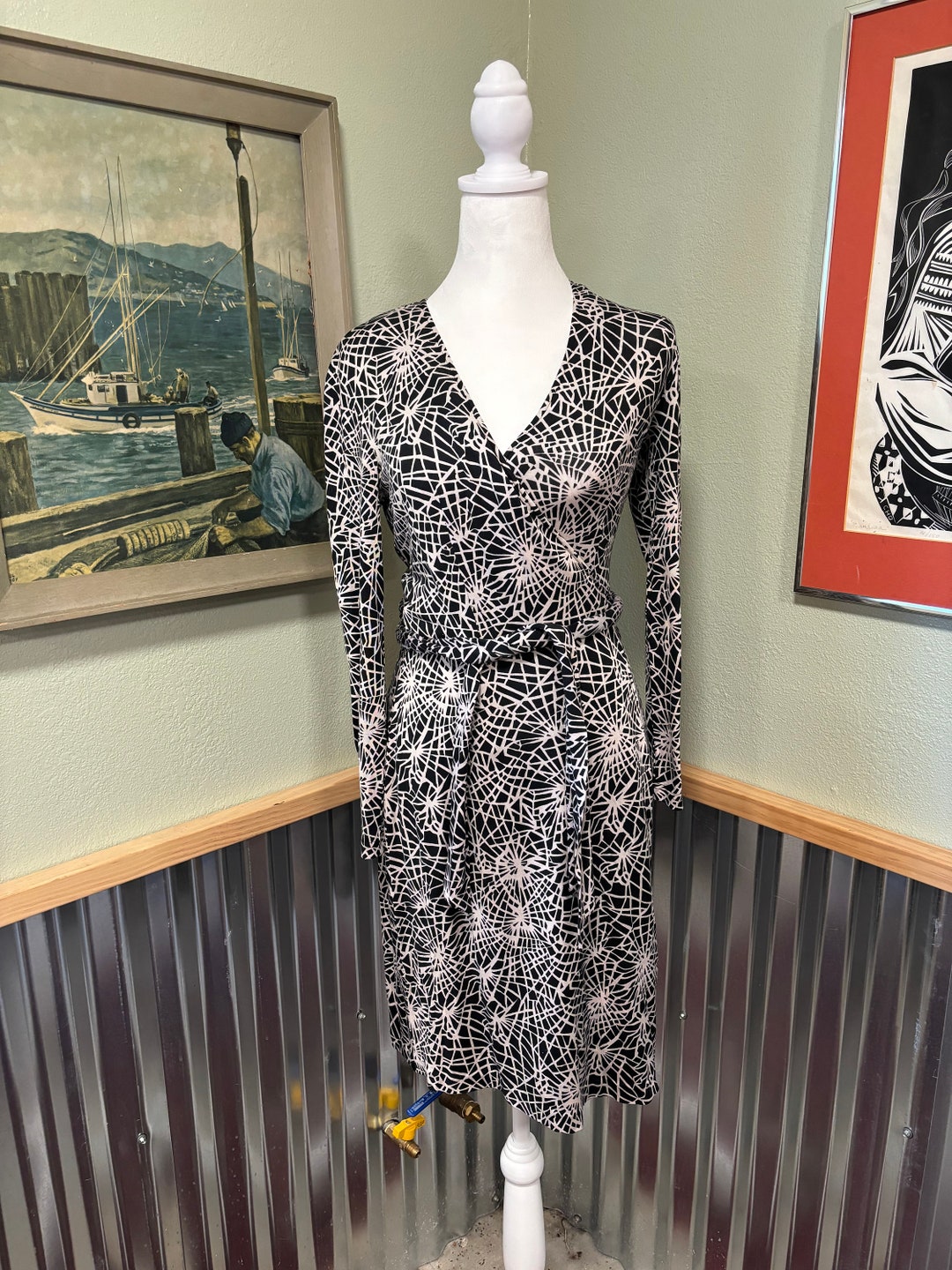 diane von furstenberg dress black and white Black V-Neck Lace Long Prom Dress, Black A-Line Evening Party Dress main image 1