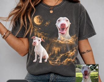 Custom Pet Photo Tshirt Comfort Colors,Personalized Pet Portrait Tee, Custom Dog Shirt,  Dog Lover Gift, Pet Memorial Gift, Cat Dog Dad Gift