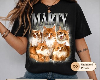 Custom Pet Portrait Tee, Vintage Bootleg Style, Comfort Colors® Cotton Shirt