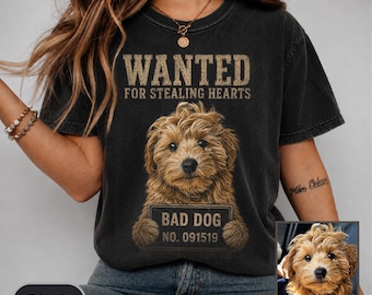 Custom Pet Photo T-Shirt, Vintage Dog Portrait, Comfort Colors Tee (Unisex)