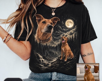 Custom Pet Photo Tshirt Comfort Colors,Personalized Pet Portrait Tee, Custom Dog Shirt,  Dog Lover Gift, Pet Memorial Gift, Cat Dog Dad Gift
