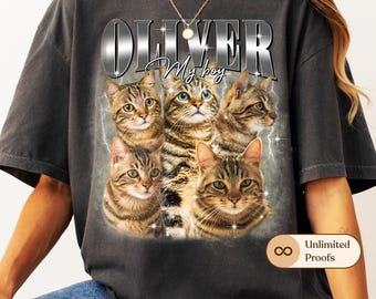 Personalized Dog Shirt Custom Pet Photo Shirt Vintage Retro Dog Lover Gift Custom Cat    Bootleg Rap Graphic Tee Custom Dog Mom T-Shirt