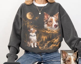 Custom Dog Photo Sweatshirt Comfort Colors, Personalized Pet Portrait Sweatshirt, Custom Cat Dog Sweatshirt, Pet Lover Gift, Dog Dad Shirt