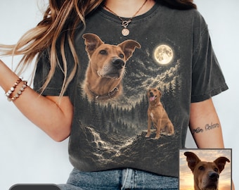 Custom Pet Photo Tshirt Comfort Colors,Personalized Pet Portrait Tee, Custom Dog Shirt,  Dog Lover Gift, Pet Memorial Gift, Cat Dog Dad Gift