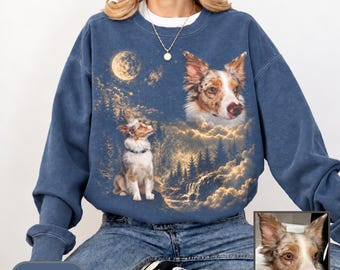 Custom Dog Photo Sweatshirt Comfort Colors, Personalized Pet Portrait Sweatshirt, Custom Cat Dog Sweatshirt, Pet Lover Gift, Dog Dad Shirt