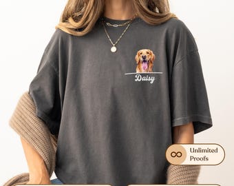 Comfort Colors® Custom Pet Shirt, Pet photo and name, Personalized Pet Portrait Shirt, Custom Dog Cat Graphic Tee, Pet Lover Gift, Dog Lover