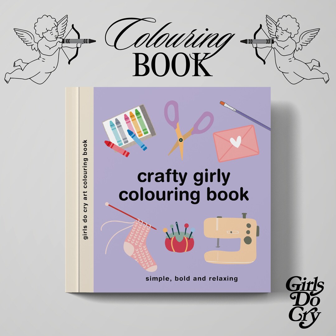 CRAFTY GIRLY Colouring Book for Adults and Kids, Bold and Easy, Simple ...