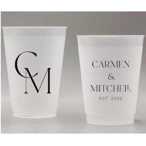 Bicchieri flessibili infrangibili satinati personalizzati, Bicchieri per bomboniere personalizzate, Bomboniere per matrimoni, Matrimonio minimalista, Matrimonio moderno
