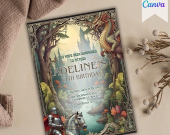 Medieval Party Invite - DND, Renaissance, Birthday Scroll Invitations - Custom Medieval Theme - Printable & Personalized
