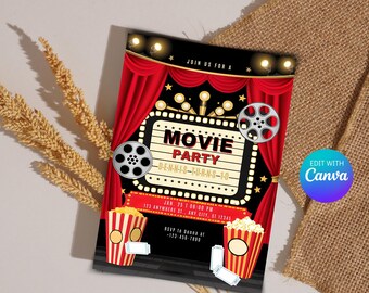Outdoor Movie Night Invite | Printable Backyard Movie Night Invitation for Movie Parties & Gatherings Printable Party Invite