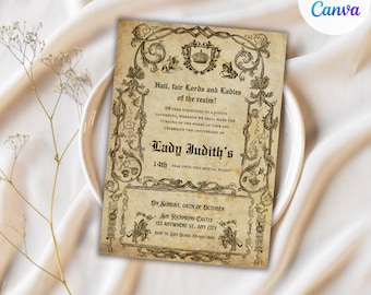 Medieval Party Invite, Medieval Invite, Medieval Renaissance Invitation, Digital Party Invite Template, Printable Party Invite