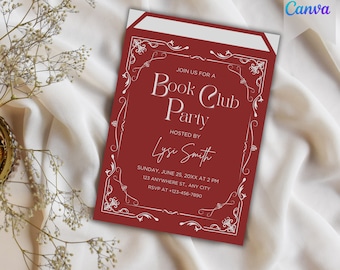 Book Club Invitation Book Club Evite Vintage Book Club Invitation Book Club Editable Invite Template Printable Party Invite Book Club Theme