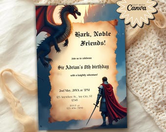 Medieval Party Invite - DND, Renaissance, Birthday Scroll Invitations - Custom Medieval Theme - Printable & Personalized