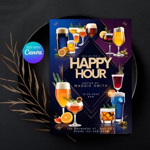 Happy Hour Invite Retirement Cocktail Hour Invitations Printable Party Invite for Social Hour Business Happy Hour Invite