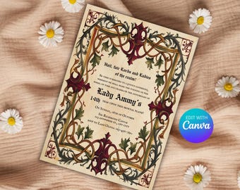 Medieval Party Invite - Printable Invitation Template, Digital Renaissance Invite, Custom Medieval Celebration Card