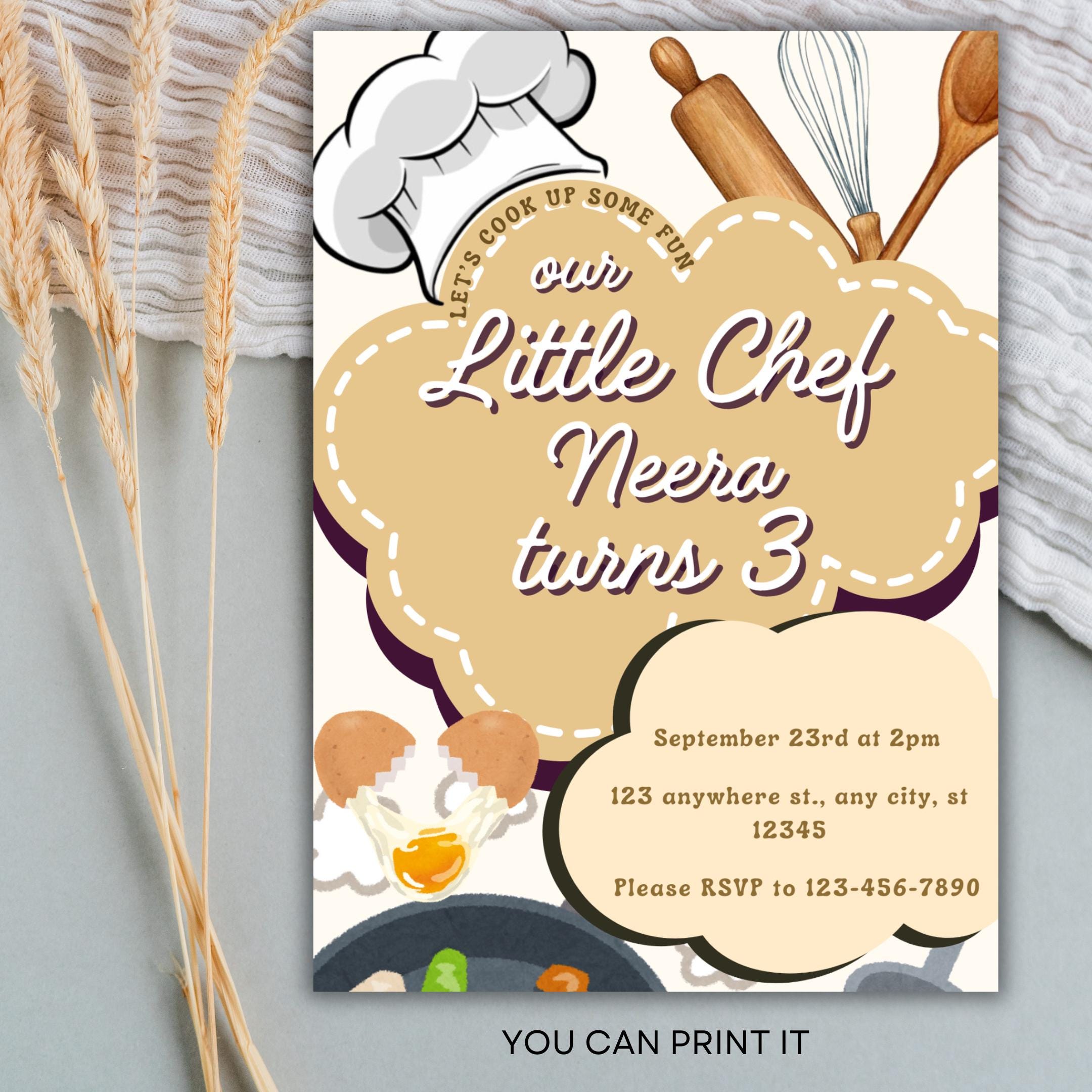 Top Chef Invitations Cooking Class Invitation | Printable Birthday & Bake off Invite | Our ...
