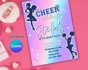 Cheerleader Birthday Invitation Cheerleader Invitation Cheerleader Birthday Party Invite Cheer Birthday Party Invite Printable Party Invite