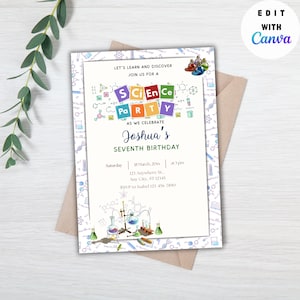 Science Party Invite, Science Birthday Party Invitation, Mad Scientist Invite, Scientist Invitation, Science Themed Birthday Invitation