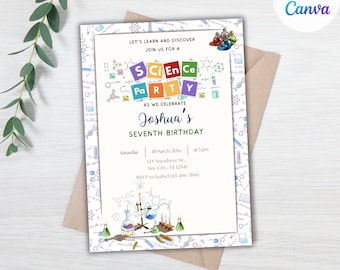 Science Party Invite, Science Birthday Party Invitation, Mad Scientist Invite, Scientist Invitation, Science Themed Birthday Invitation