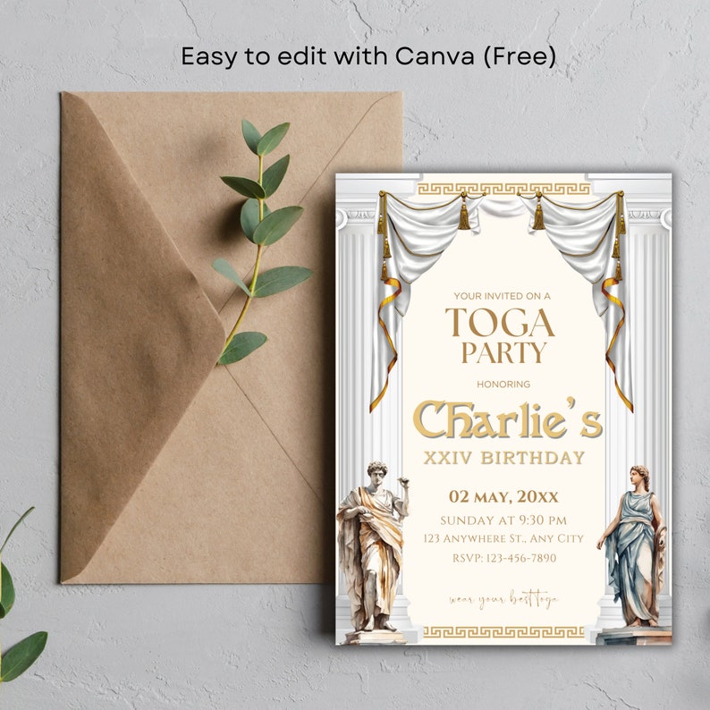Toga Party Invitation - Ancient Rome Party Ancient Greece Event Toga ...