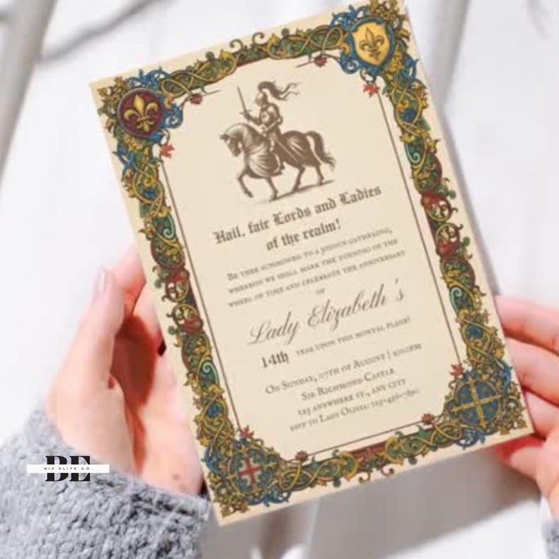 Medieval Party Invite, Medieval Invite, Medieval Renaissance Invitation, Digital Party Invite Template, Printable Party Invite image 8