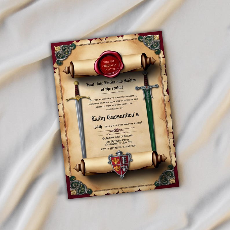 Pathfinder Invitation Medieval Party Invite - DND, Renaissance, Birthday Scroll Invitations ...