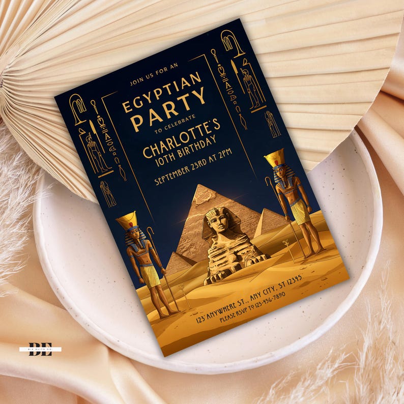 Egyptian Birthday Invitation | Custom Ancient Egypt Party Invite ...