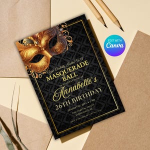 Masquerade Invitation Template, Masquerade Invites