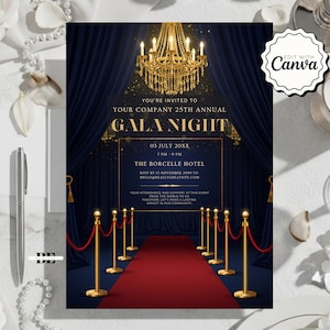 Elegant Gala Invitation - Formal Charity Ball & Dinner Party Invite for Special Events, Perfect Banquet Celebration