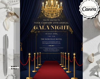 Invitación elegante de gala: invitación formal para baile benéfico y cena para eventos especiales, celebración de banquete perfecta