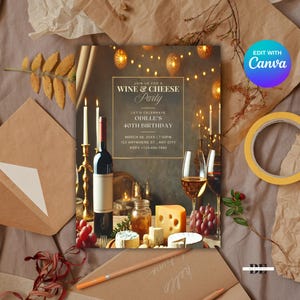 Faire-part fromage et vin - Faire-part dégustation de vin, invitation soirée vin et fromage à imprimer pour des événements vinicoles parfaits