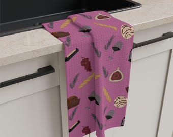 Grillige foodie microvezel theedoek, keukendecor, cadeau voor koks, schattige bakhanddoek, uniek housewarmingcadeau, roze keukendoek, [...]