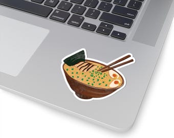 Ramen Kiss-Cut-stickers, schattige voedselstickers, laptopstickers, ramen minnaarcadeaus, kawaii-stickers, foodiekunst