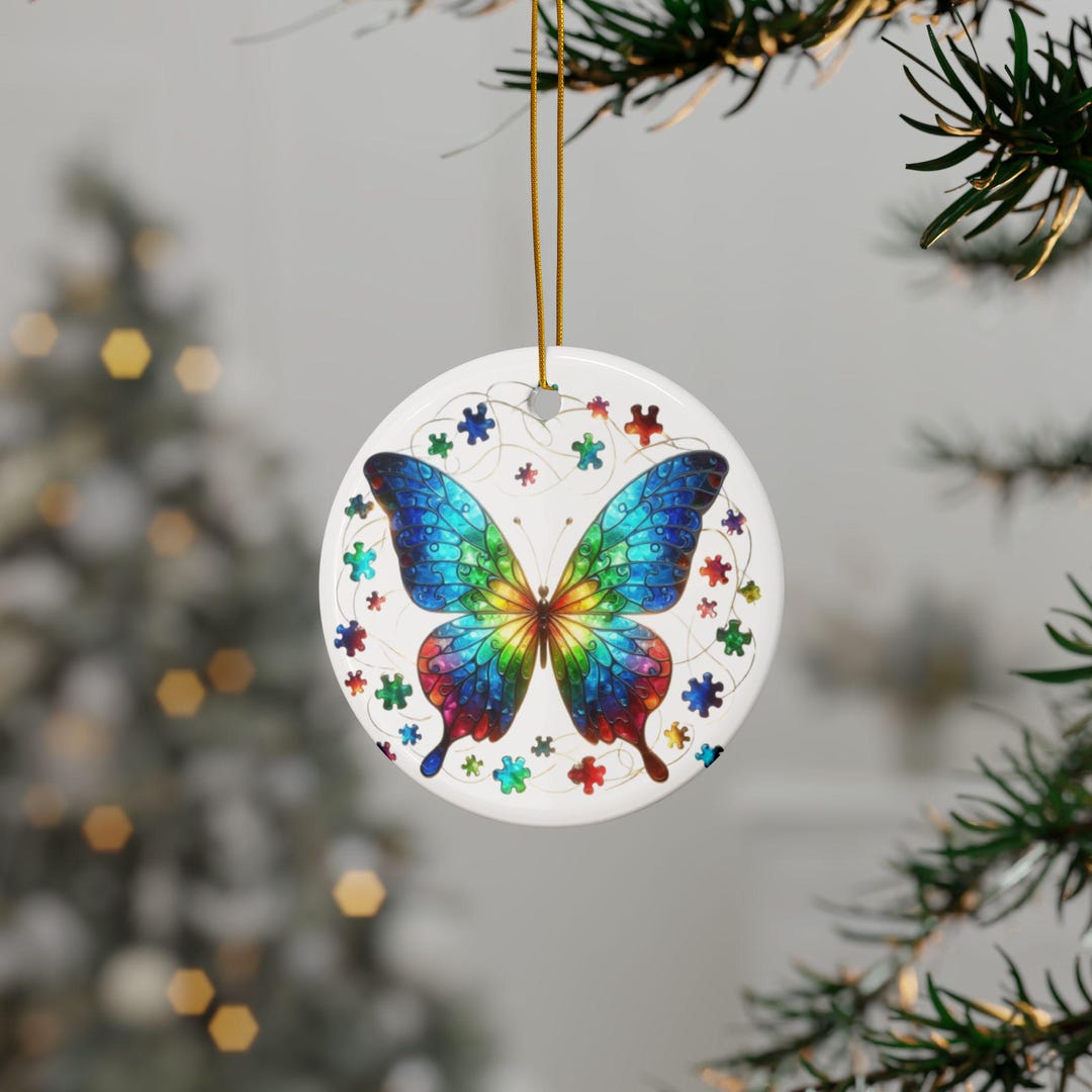 Autism Awareness Butterfly Ornament - Puzzle Pieces - Etsy