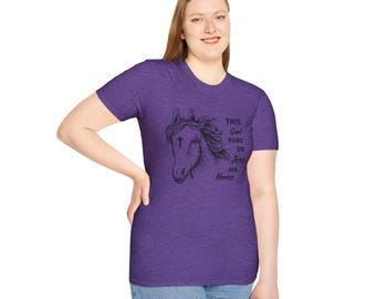 This Girl Runs on Jesus and Horses T-Shirt | Horse Christian Faith Graphic Tee