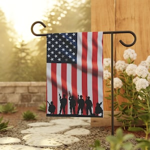 Military american flag with soldiers gift for dad gift for military families  gift for mom Garden & House Banner