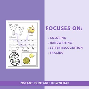 Letter Y tracing worksheet with uppercase and lowercase handwriting practice, coloring section, and draw activity from preschool Pokémon alphabet printable set.