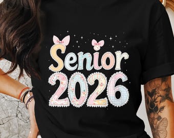 シニア 2026 PNG: 卒業式Tシャツデザイン（デジタルダウンロード）