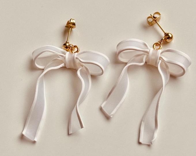 Sheer Bow Earrings | Handmade Polymer Clay Earrings