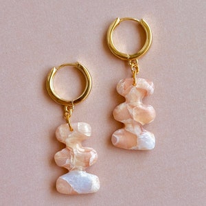 Squiggle Huggie Hoop Dangle Earrings