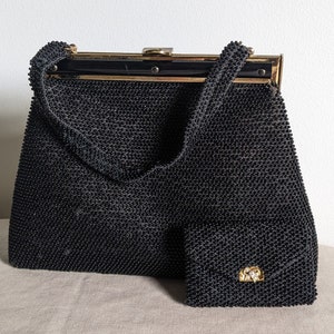 Monedero vintage Lumered Petite Bead de la década de 1960 y monedero de cambio fabricado en EE.UU. Monedero retro único y billetera pequeña.